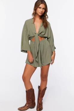 Tie-Front Cutout Romper