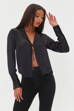 Tie-Front Satin Top