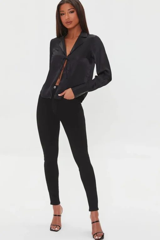 Tie-Front Satin Top
