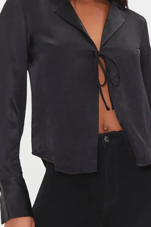 Tie-Front Satin Top