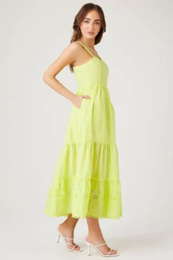 Tiered Eyelet Midi Dress