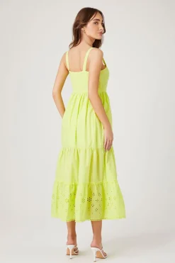Tiered Eyelet Midi Dress