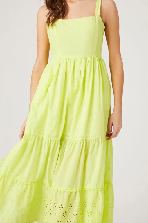 Tiered Eyelet Midi Dress