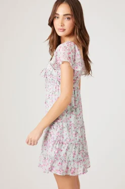 Tiered Floral Print Mini Dress