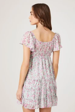Tiered Floral Print Mini Dress