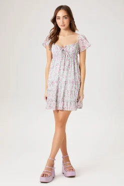 Tiered Floral Print Mini Dress