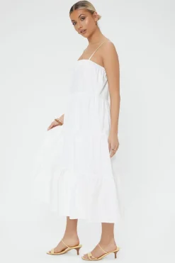Tiered Flounce Midi Cami Dress