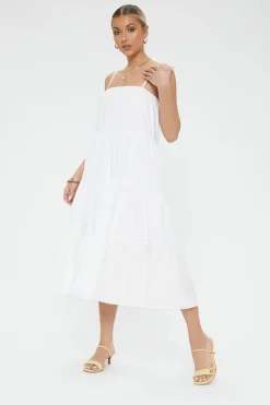 Tiered Flounce Midi Cami Dress