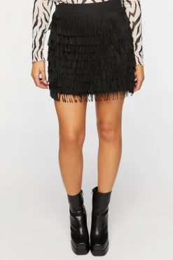 Tiered Fringe Mini Skirt