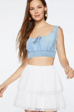 Tiered Lace-Trim Mini Skirt