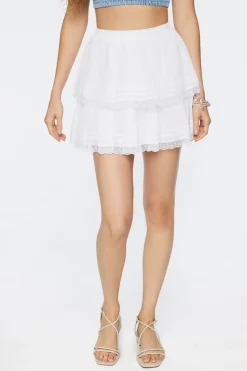 Tiered Lace-Trim Mini Skirt