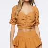 Tiered Linen-Blend Mini Skirt