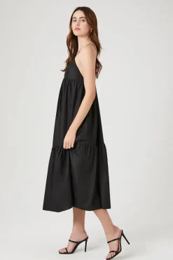 Tiered Poplin Cami Midi Dress