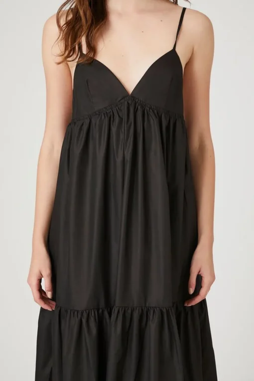 Tiered Poplin Cami Midi Dress
