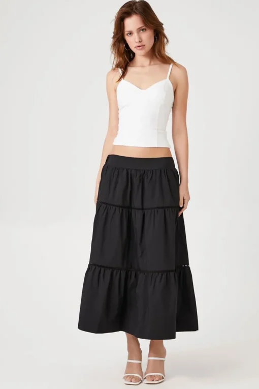 Tiered Poplin Maxi Skirt