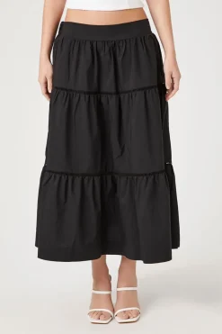 Tiered Poplin Maxi Skirt