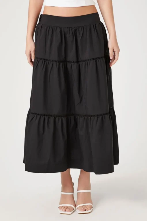 Tiered Poplin Maxi Skirt