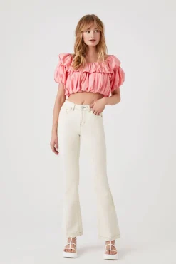 Tiered Puff-Sleeve Crop Top