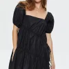 Tiered Puff-Sleeve Mini Dress