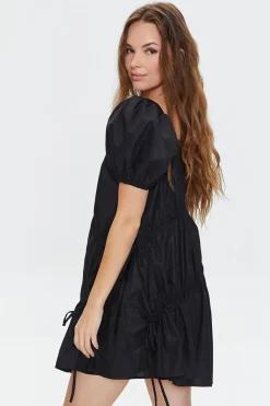 Tiered Puff-Sleeve Mini Dress