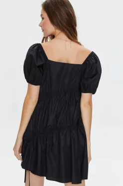 Tiered Puff-Sleeve Mini Dress