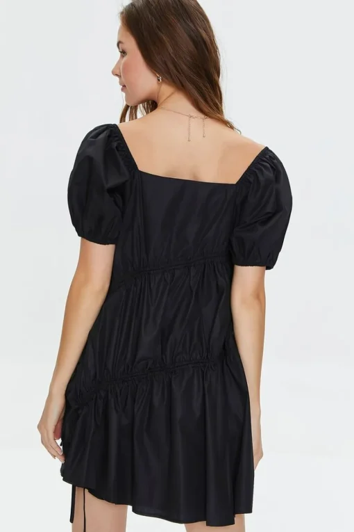 Tiered Puff-Sleeve Mini Dress