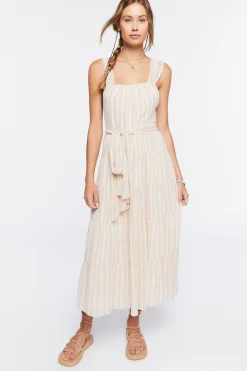 Tiered Striped Midi Dress