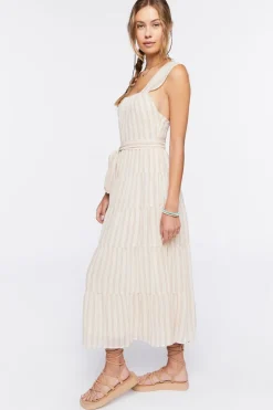 Tiered Striped Midi Dress