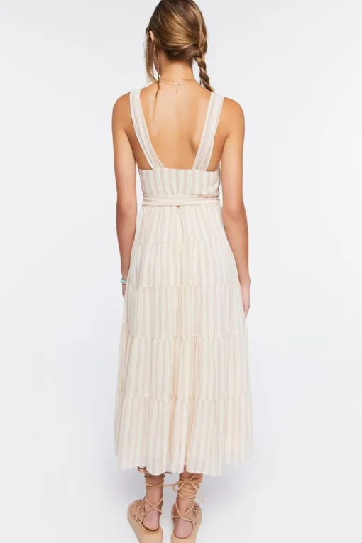 Tiered Striped Midi Dress
