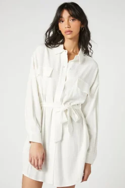 Tie-Waist Mini Shirt Dress