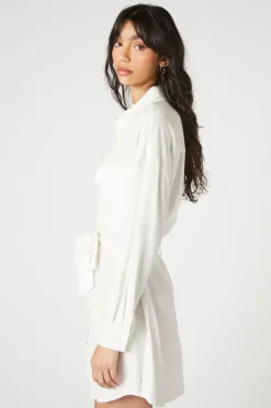 Tie-Waist Mini Shirt Dress
