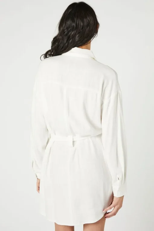 Tie-Waist Mini Shirt Dress