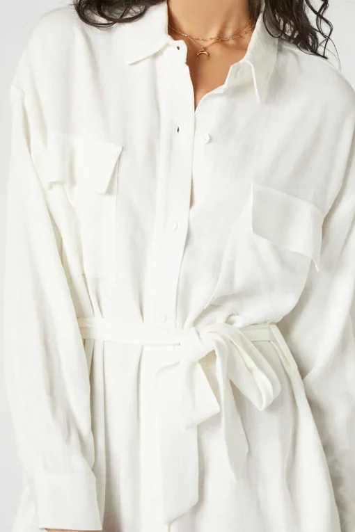 Tie-Waist Mini Shirt Dress