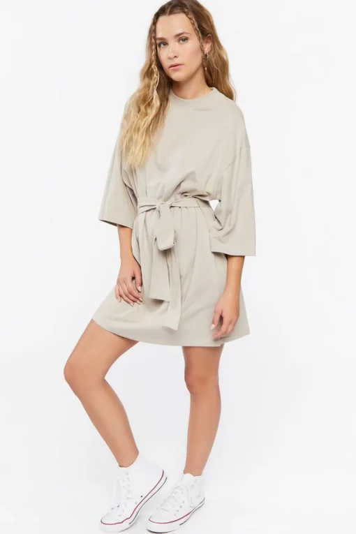 Tie-Waist Mini T-Shirt Dress