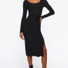 Tie-Waist Slit Midi Dress
