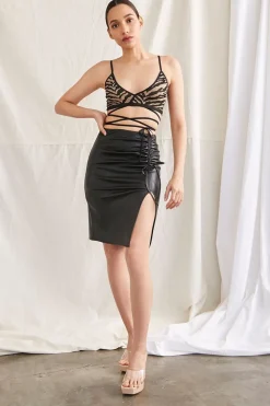 Tiger Striped Self-Tie Cami