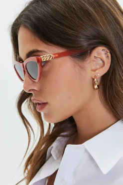 Tinted Cat-Eye Chain Sunglasses