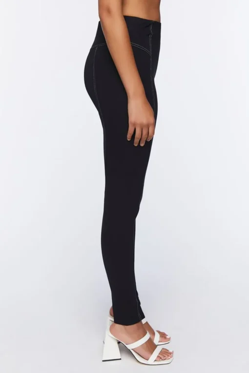 Topstitched Split-Hem Leggings