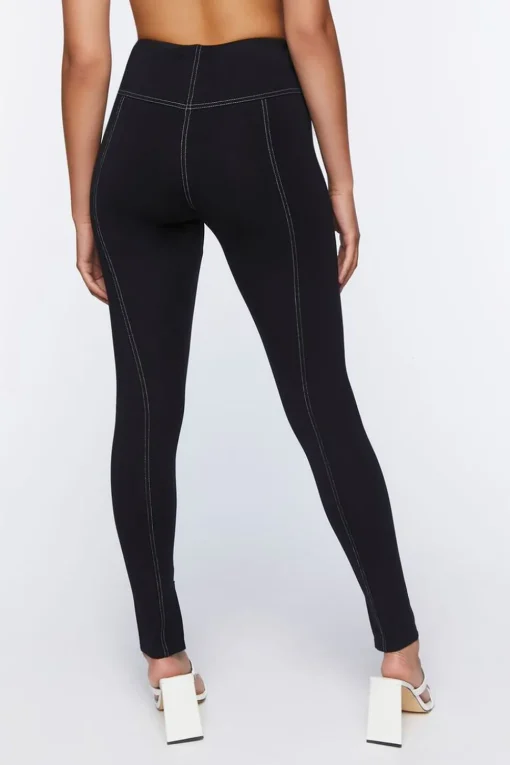 Topstitched Split-Hem Leggings