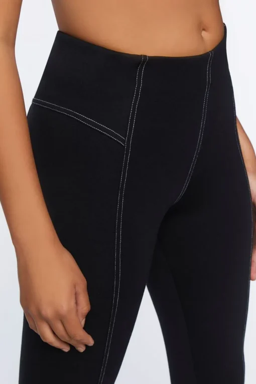Topstitched Split-Hem Leggings
