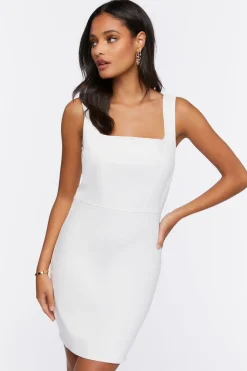 Topstitched Twill Mini Dress