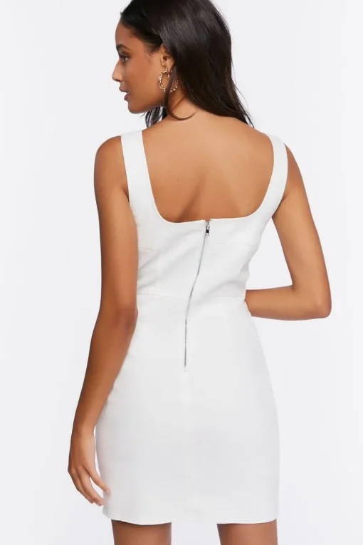 Topstitched Twill Mini Dress