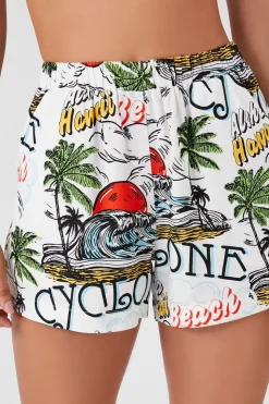 Tropical Beach Graphic Pull-On Shorts