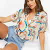 Tropical Floral Print Cropped Shirt