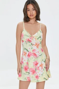 Tropical Floral Print Skater Dress