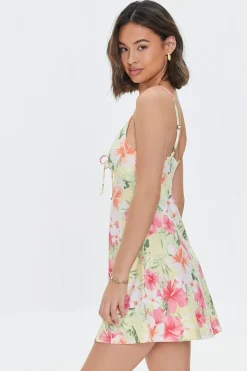 Tropical Floral Print Skater Dress