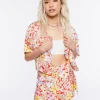Tropical Floral Print Wrap Mini Skirt