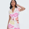 Tropical Floral Short-Sleeve Cardigan Sweater