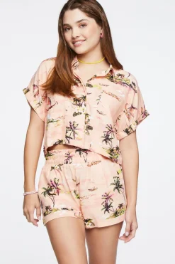 Tropical Print High-Rise Shorts