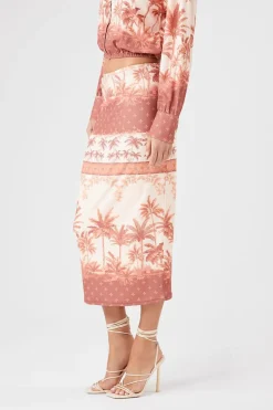 Tropical Print Midi Skirt
